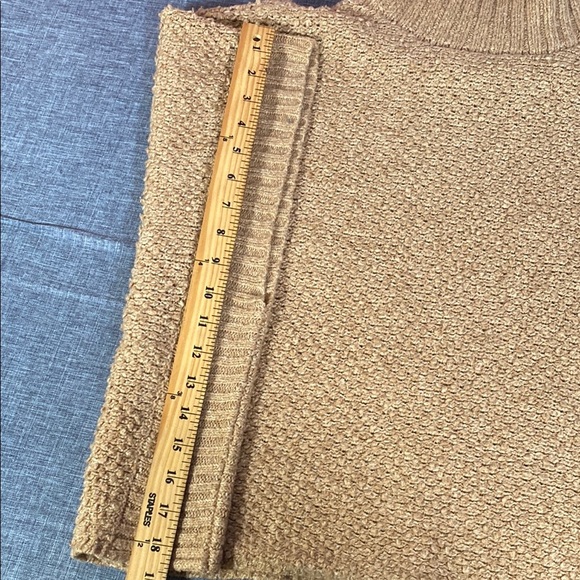 Lou & Grey Tan Mock Neck Poncho Sweater Knit Pullover Oversized Fit XS/S - Picture 10 of 11